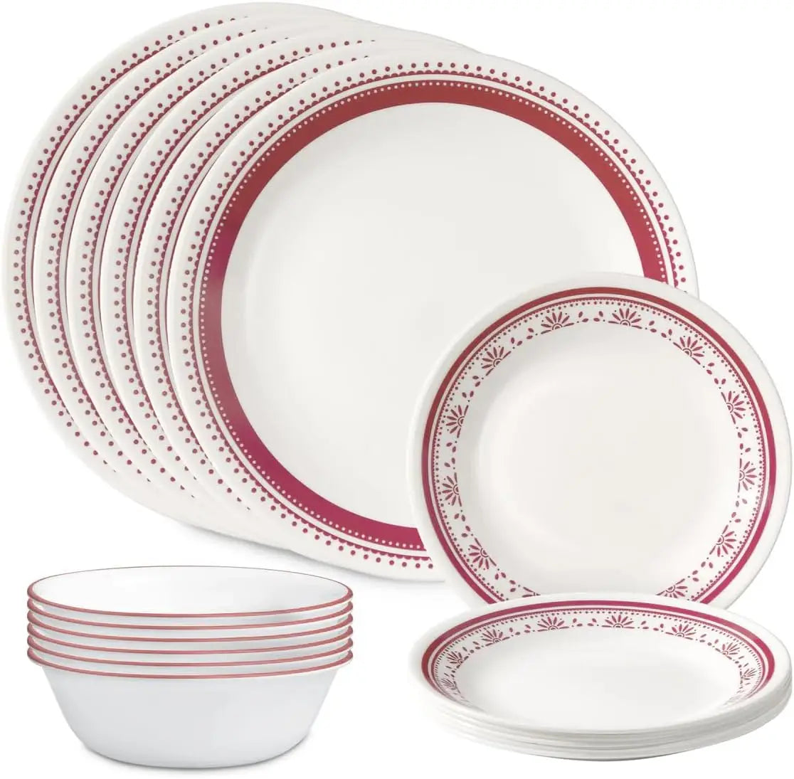 18 Piece Glass Dinnerware Sets, Service for 6, Triple Layer Chip & Crack Resistant Glass Plate and Bowl Sets, Wildflower