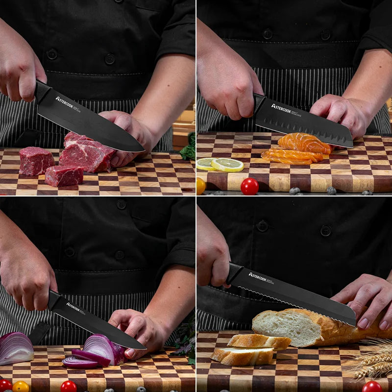 15PCS/ Astercook Knife Set with Sharpener Block