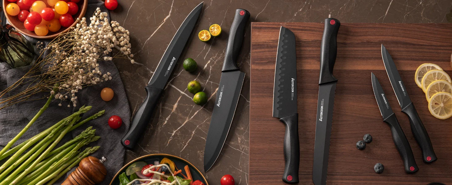15PCS/ Astercook Knife Set with Sharpener Block