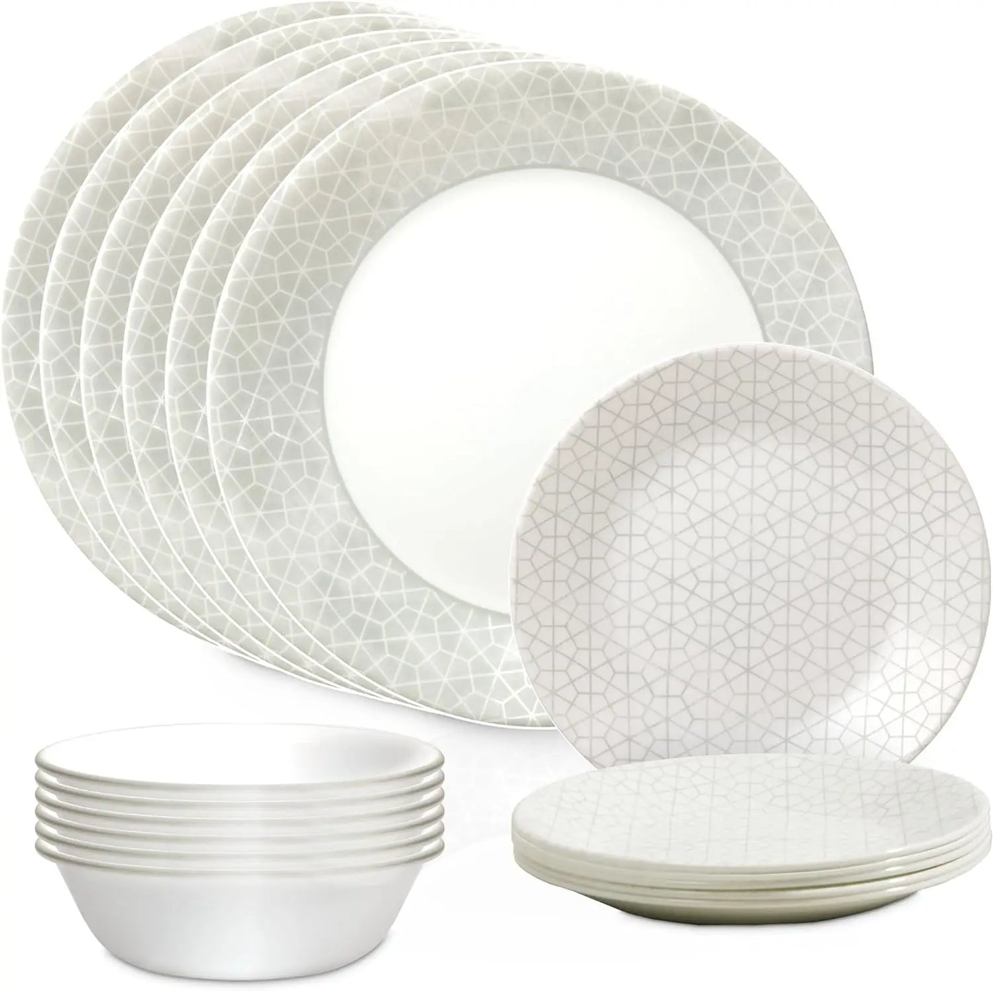 18 Piece Glass Dinnerware Sets, Service for 6, Triple Layer Chip & Crack Resistant Glass Plate and Bowl Sets, Wildflower